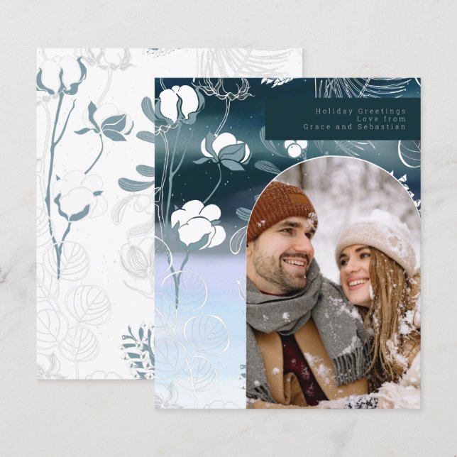BUDGET Holiday Winter Botanical Photo Personalized (Front/Back)