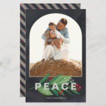 Budget Holly Arch Peace Navy Photo Holiday Card