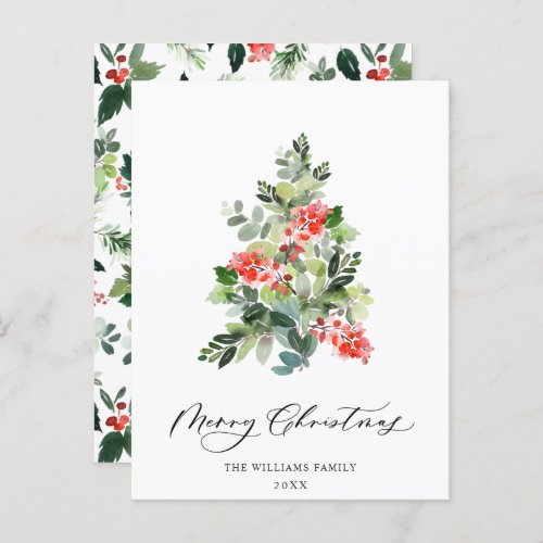 Budget Holly Berry Christmas Tree Holiday Card