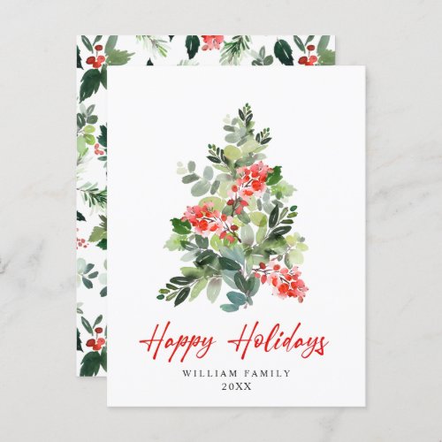 Budget Holly Berry Christmas Tree Holiday Card