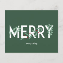 Budget Holly Merry Everything Green Holiday Card