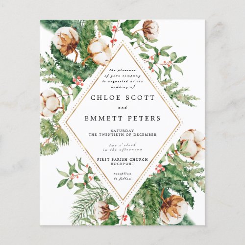 Budget Holly Pine Winter Wedding Invitation