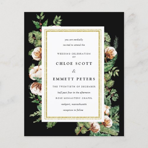 Budget Holly Pine Winter Wedding Invitation