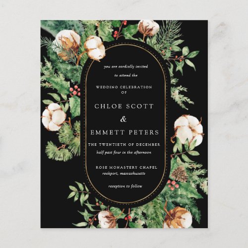 Budget Holly Pine Winter Wedding Invitation