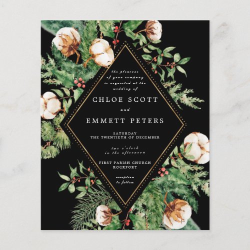 Budget Holly Pine Winter Wedding Invitation