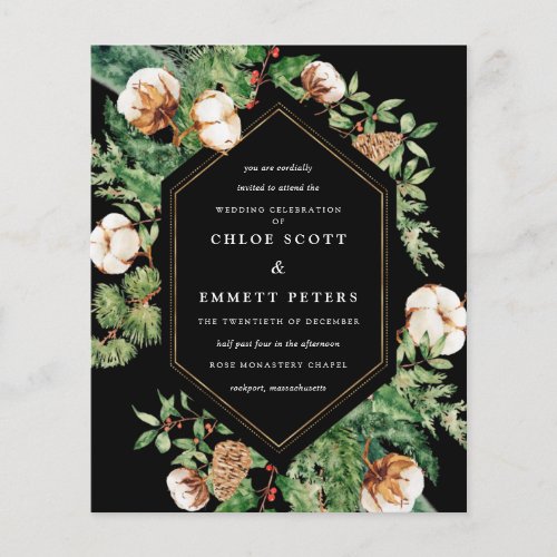 Budget Holly Pine Winter Wedding Invitation