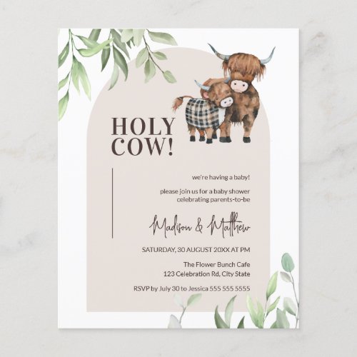 Budget Holy Cow Arch Farm Baby Shower Invite