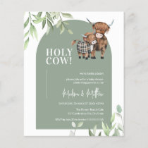 Budget Holy Cow Greenery Arch Baby Shower Invite