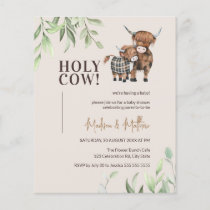 Budget Holy Cow Greenery Rustic Baby Shower Invite