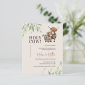 Budget Holy Cow Greenery Rustic Baby Shower Invite (Standing Front)