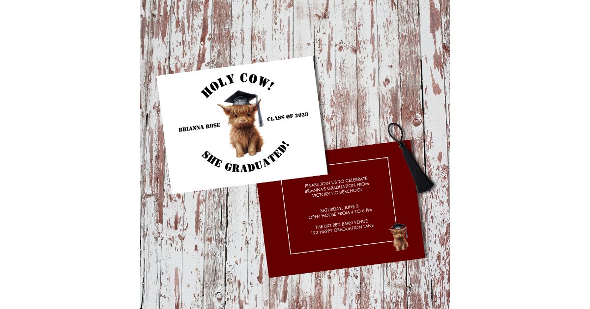 Budget Holy Cow! Homeschool Graduation Invitation | Zazzle