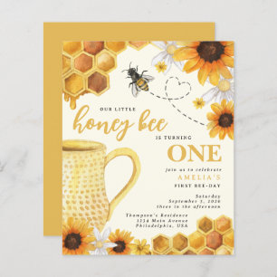 Budget Honey Bee Watercolor Sunflower 1st Birthday