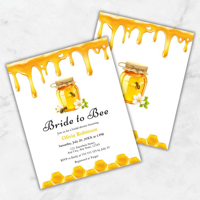 Budget Honey Bride to Bee Bridal Shower Invite  (Budget Yellow Honey Bride to Bee Bridal Shower Invitation )
