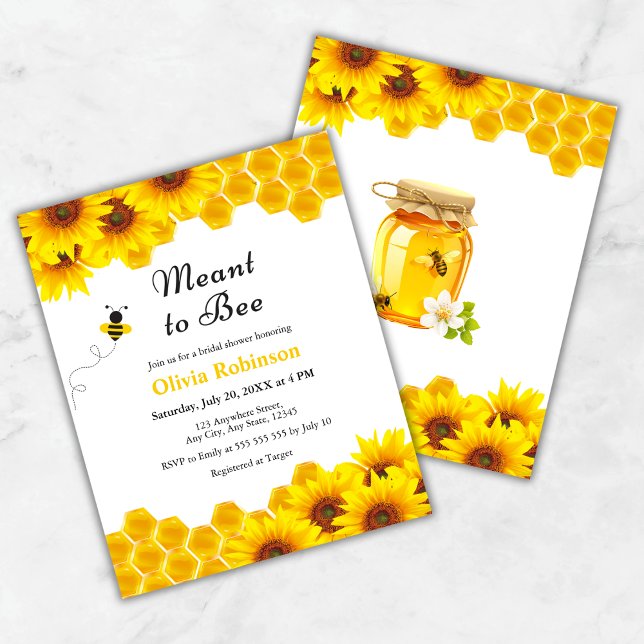 Budget Honey Meant to Bee Bridal Shower Invite  (Budget Yellow Floral Honey Meant to Bee Bridal Shower Invitation )