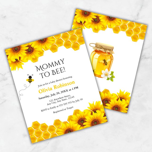 Budget Honeycomb Mommy to Bee Baby Shower Invite  (Budget Yellow Floral Honeycomb Mommy to Bee Baby Shower Invitation )