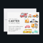 Budget Honk Beep Vroom Transportation Kid Birthday Note Card<br><div class="desc">Cute Honk Beep Vroom Fire Truck Golf Cart Police Car Dump Truck School Bus Construction Crane Transportation Kids Transport Birthday Invitation</div>
