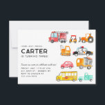 Budget Honk Beep Vroom Transportation Kid Birthday Note Card<br><div class="desc">Cute Honk Beep Vroom Fire Truck Golf Cart Police Car Dump Truck School Bus Construction Crane Transportation Kids Transport Birthday Invitation</div>