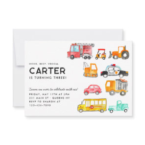 Budget Honk Beep Vroom Transportation Kid Birthday Note Card