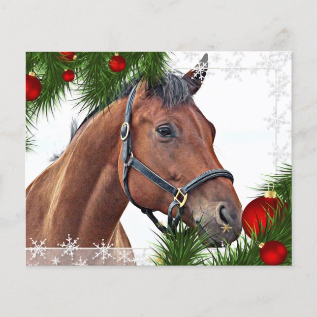 Budget Horse Christmas Horse Lover Holiday Card (Front)