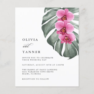 Budget Hot Pink Orchids on Monstera Tropical