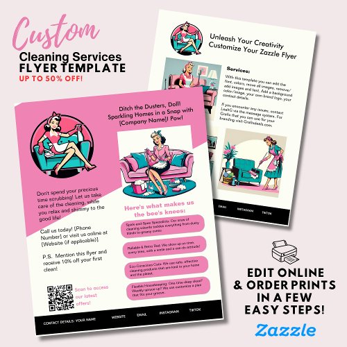 ️BUDGET House Cleaning DIY Template Pink Modern Flyer