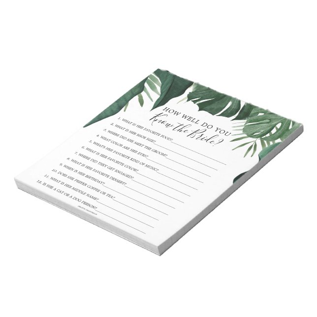 Budget How Well Do You Know The Bride Game Notepad (Rotated)