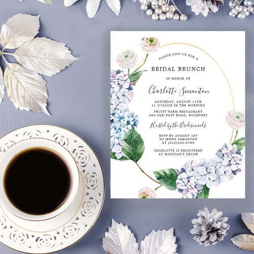 Budget Hydrangea Rose Bridal Brunch Invitation