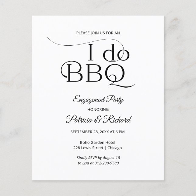 Budget I DO BBQ Engagement Party Invitation (Front)