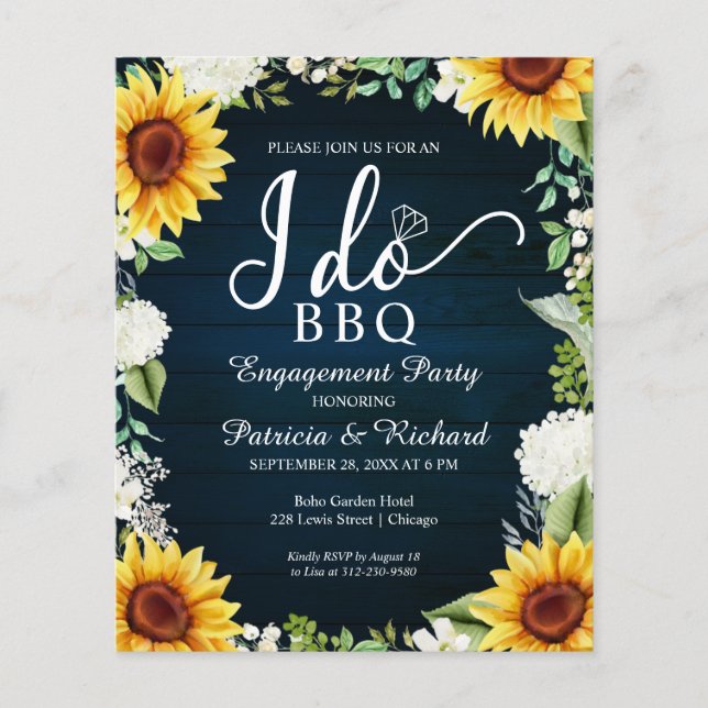 Budget I Do BBQ Rustic Engagement Party Invitation (Front)