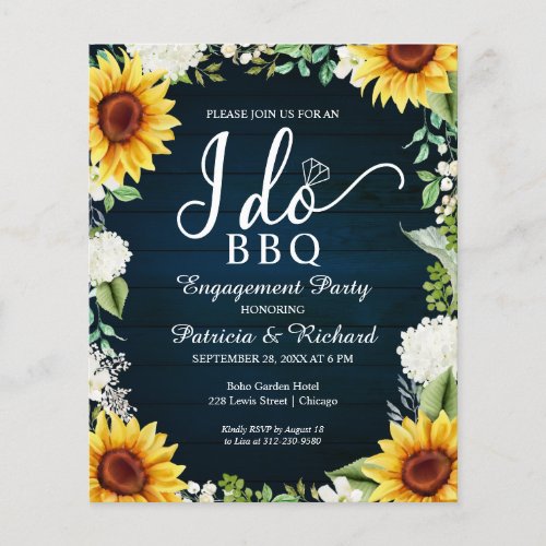 Budget I Do BBQ Rustic Engagement Party Invitation