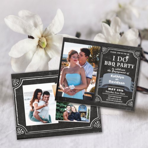 BUDGET I DO Engagement 4 Photo BBQ Party Invite Flyer