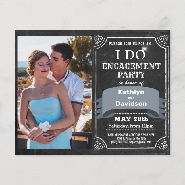 BUDGET I DO Engagement 4 Photo Party Invitation (Front)
