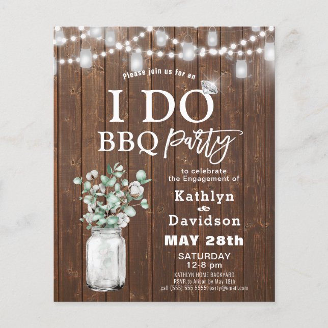 BUDGET I DO Engagement Eucalyptus BBQ Invitation (Front)