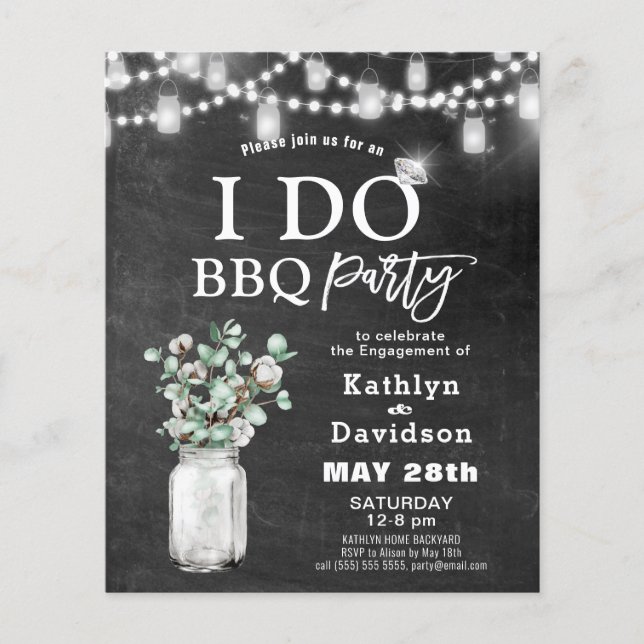 BUDGET I DO Engagement Eucalyptus BBQ Invitation (Front)