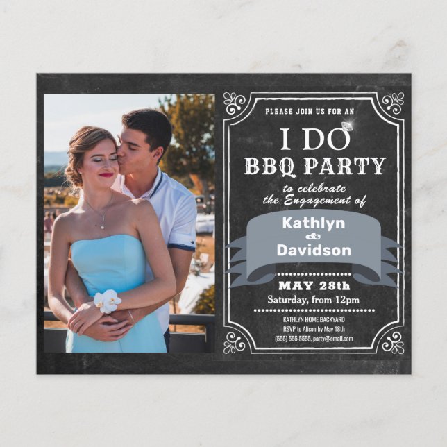 BUDGET I DO Engagement Photo BBQ Party Invitation (Front)