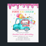 Budget Ice Cream Truck 4th Summer Kids Birthday<br><div class="desc">Cute Four Ice Cream Truck Summer Kids 4th Birthday Invitation</div>