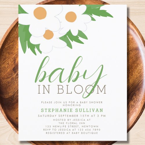 Budget In Bloom Baby Shower Invitation