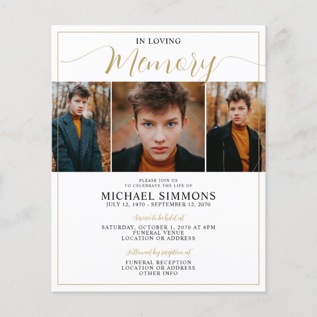 Budget In Loving Memory 3 Photo Memorial aFuneral (Front)