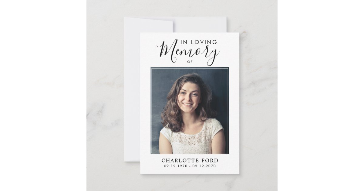 In Memory Note Paper Budget In Loving Memory Photo Funeral Memorial Note Card | Zazzle
