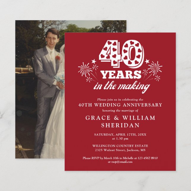 Budget In The Making 40th Anniversary Photo Invite (Front/Back)