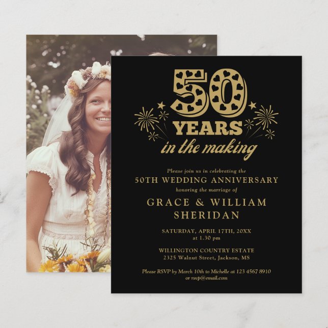 Budget In The Making 50th Anniversary Photo Invite (Front/Back)