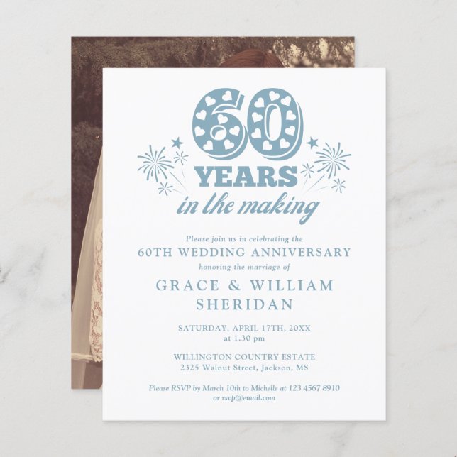 Budget In The Making 60th Anniversary Photo Invite (Front/Back)