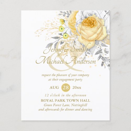 Budget Indulgent White Gold Roses Wedding Paper