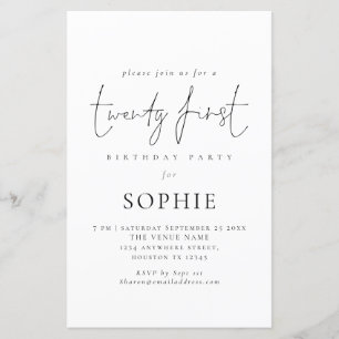 Budget Informal Script 21st Birthday Party Invite