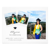 Budget Instant 3 Photo Graduation Hat Announcement Flyer (Front)