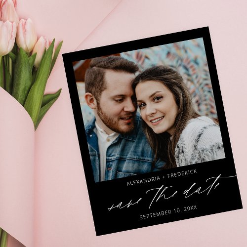 Budget Instant Photo Black Chic Save the Date Flyer