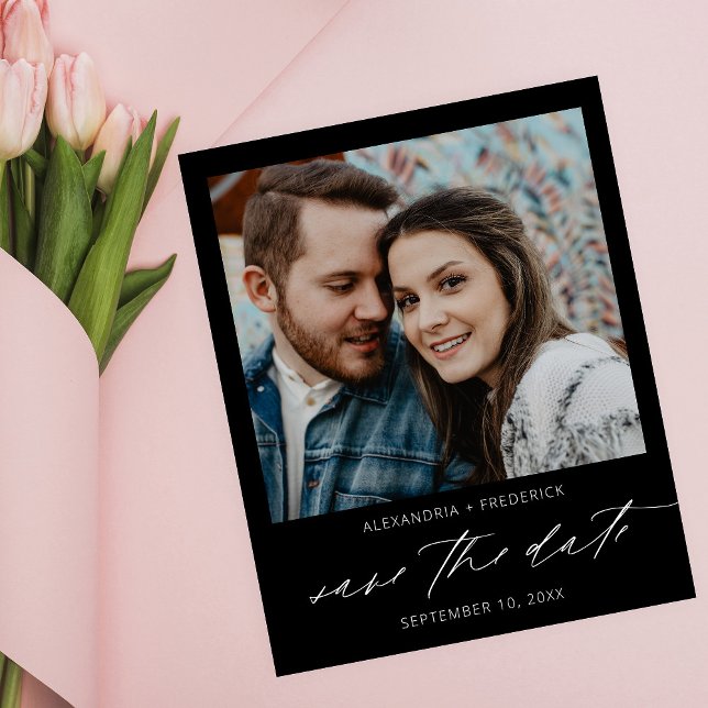 Budget Instant Photo Black Chic Save the Date Flyer (Creator Uploaded)