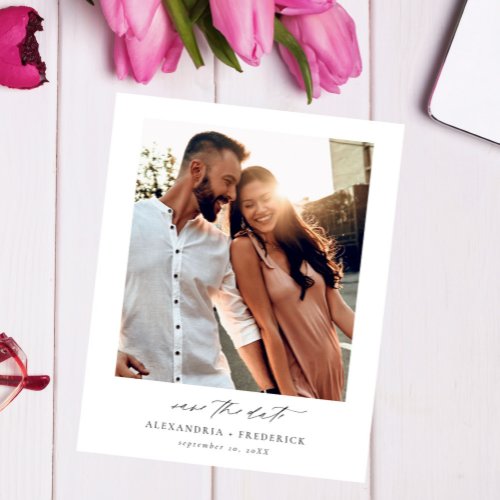 Budget Instant Photo_ Lon White Chic Save the Date Flyer
