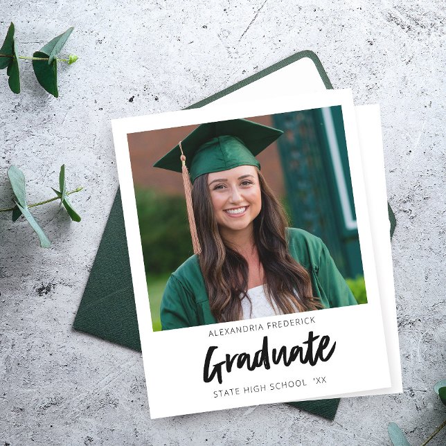 Budget Instant Photo White 2 Graduation Announcem (Creator Uploaded)