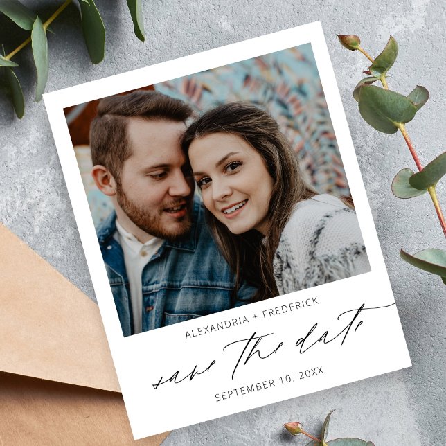 Budget Instant Photo White Chic Save the Date Flyer